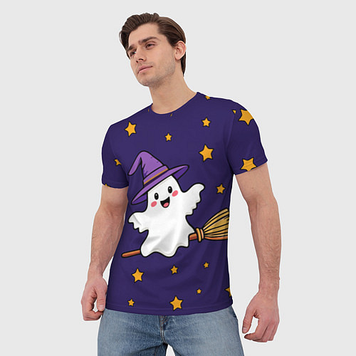 Мужская футболка Хэллоуин, привидение на метле / 3D-принт – фото 3