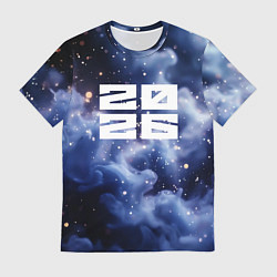 Футболка мужская 2026 синяя дымка с искрами, цвет: 3D-принт