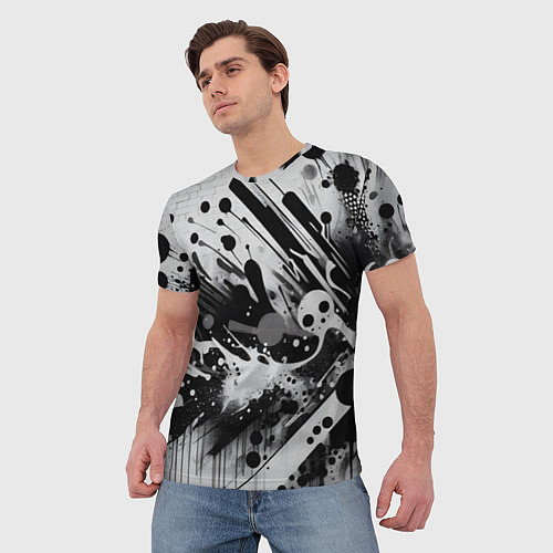Мужская футболка Абстрактная экспрессивная композиция - киберпанк / 3D-принт – фото 3