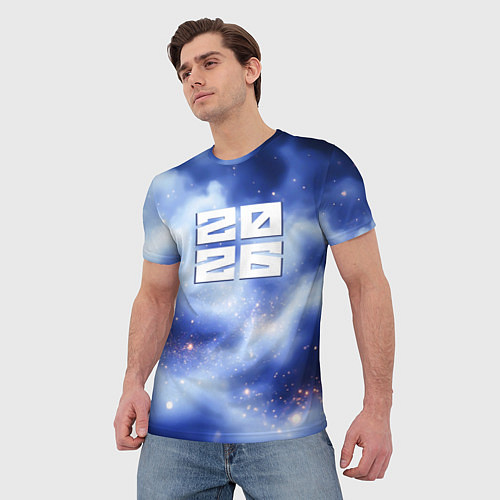 Мужская футболка 2026 сине-голубая дымка / 3D-принт – фото 3