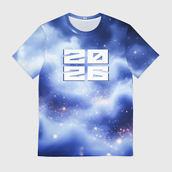 Футболка мужская 2026 сине-голубая дымка, цвет: 3D-принт