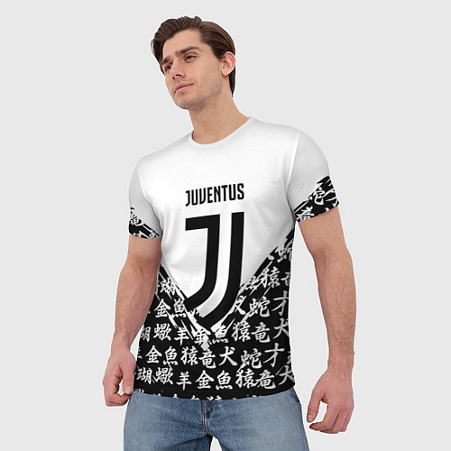 Мужская футболка Juventus символы китайские / 3D-принт – фото 3
