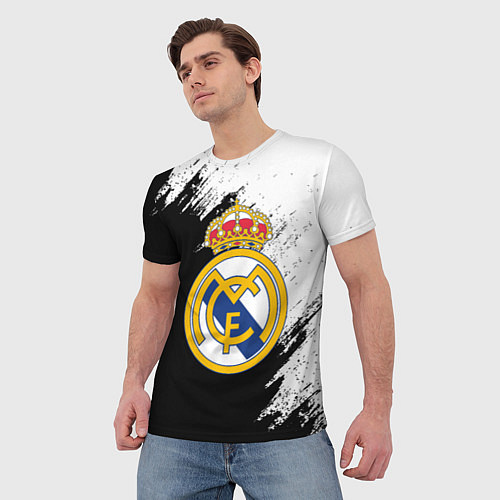 Мужская футболка Real Madrid текстура штрихи / 3D-принт – фото 3
