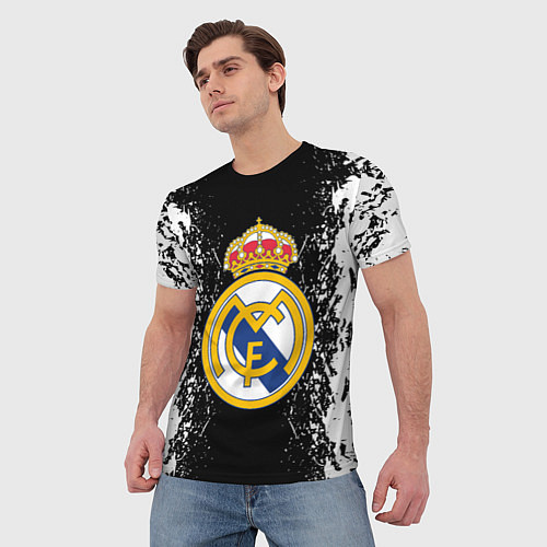 Мужская футболка Реал Мадрид текстура краски / 3D-принт – фото 3