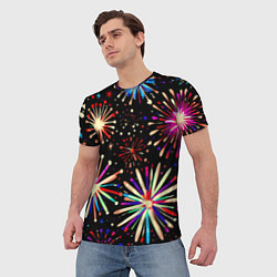 Футболка мужская Абстракция с салютами, цвет: 3D-принт — фото 2