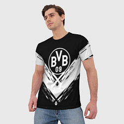 Футболка мужская Borussia белые краски линии, цвет: 3D-принт — фото 2