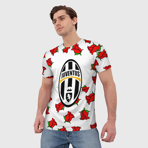 Мужская футболка Ювентус розы текстура / 3D-принт – фото 3