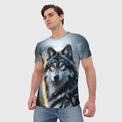 Футболка мужская Морда волка - Россия, цвет: 3D-принт — фото 2