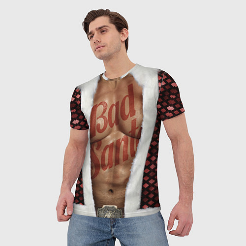 Мужская футболка Костюм деда мороза с накаченным прессом / 3D-принт – фото 3