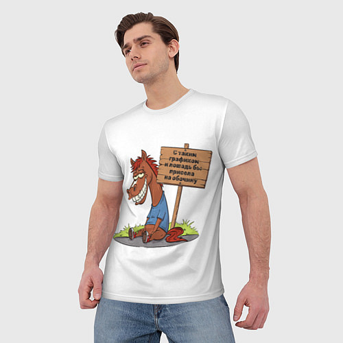 Мужская футболка Конь уставший / 3D-принт – фото 3