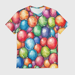 Футболка мужская Россыпь новогодних шаров, цвет: 3D-принт