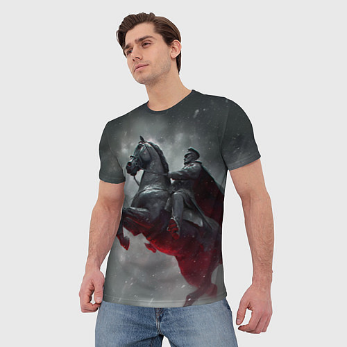 Мужская футболка Всадник в плаще на коне / 3D-принт – фото 3