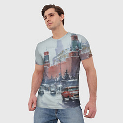 Футболка мужская Старинная Москва - новый год, цвет: 3D-принт — фото 2