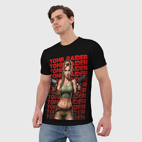 Мужская футболка Лара с пистолетами / 3D-принт – фото 3