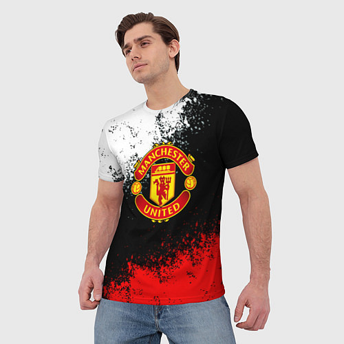 Мужская футболка Манчестер Юнайтед краски всплеск / 3D-принт – фото 3