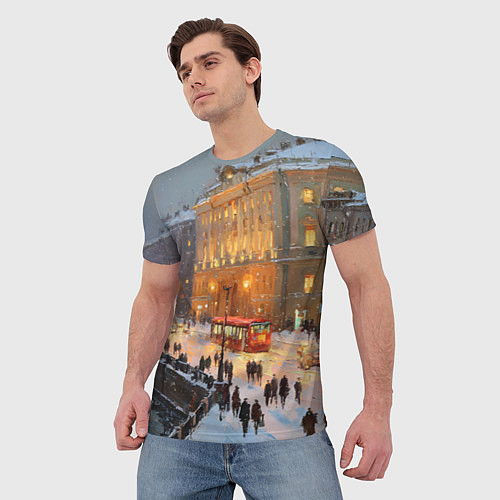 Мужская футболка Предновогодний Санкт-Петербург / 3D-принт – фото 3