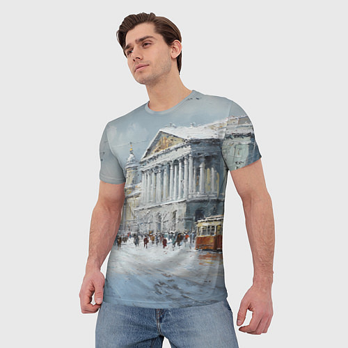 Мужская футболка Зимний Питер красками / 3D-принт – фото 3