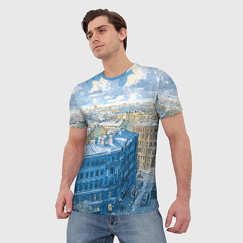 Мужская футболка Зимний утренний Питер / 3D-принт – фото 3