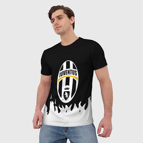 Мужская футболка Ювентус белый огонь текстура / 3D-принт – фото 3