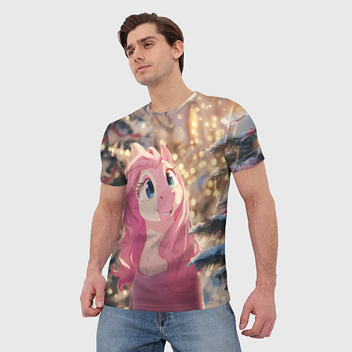 Мужская футболка Удивленная лошадка - Новый год / 3D-принт – фото 3