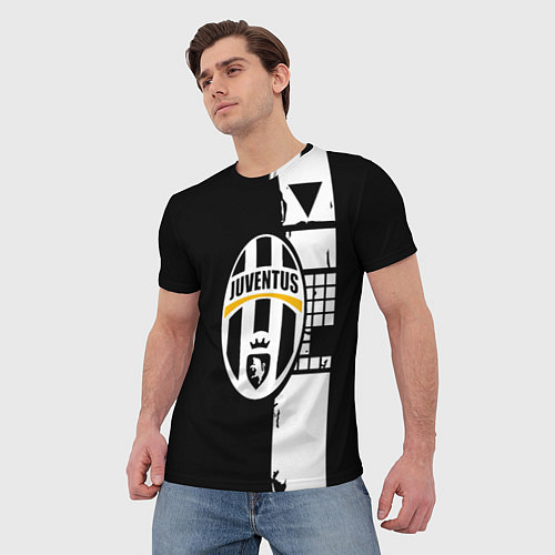 Мужская футболка Ювентус геометрия белая / 3D-принт – фото 3