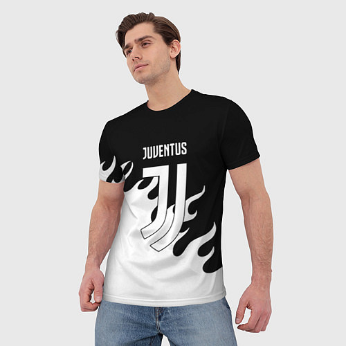 Мужская футболка Ювентус огонь текстура / 3D-принт – фото 3
