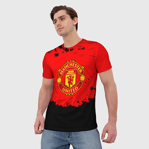 Мужская футболка Манчестер Юнайтед краски брызги / 3D-принт – фото 3