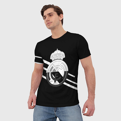 Мужская футболка Реал Мадрид полосы текстура линии / 3D-принт – фото 3