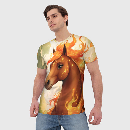 Мужская футболка Милая огненная лошадь / 3D-принт – фото 3