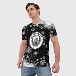 Футболка мужская Манчестер сити снежинки новый год, цвет: 3D-принт — фото 2