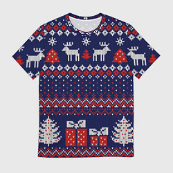 Футболка мужская Новогодний вязаный паттерн, цвет: 3D-принт