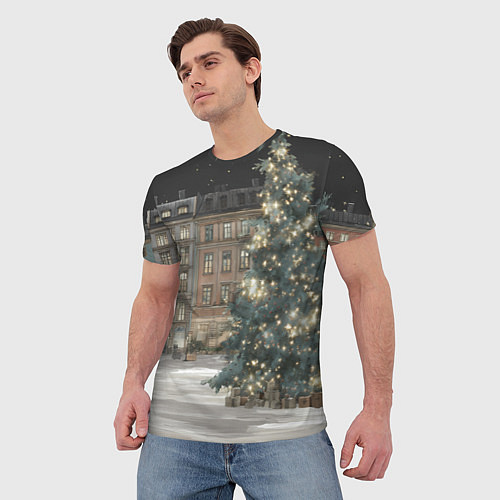 Мужская футболка Елка во дворе / 3D-принт – фото 3