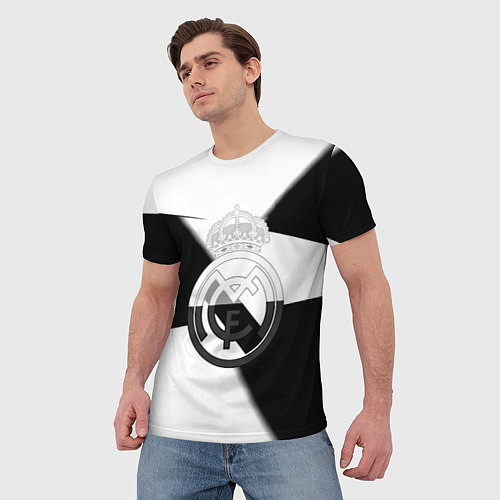 Мужская футболка Реал Мадрид геометрия полосы / 3D-принт – фото 3
