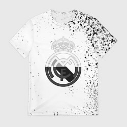 Футболка мужская Реал Мадрид черно белые краски, цвет: 3D-принт