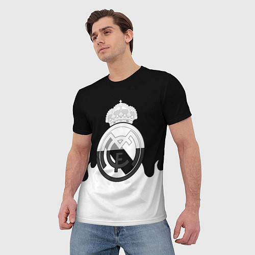 Мужская футболка Реал Мадрид огонь белый / 3D-принт – фото 3