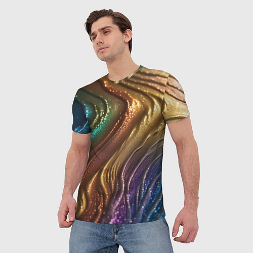 Мужская футболка Сморщенные складочки жидкости / 3D-принт – фото 3