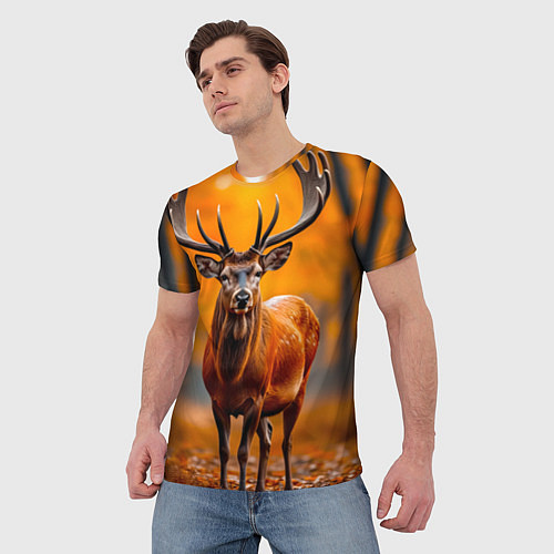 Мужская футболка Осенний лес с оленем / 3D-принт – фото 3