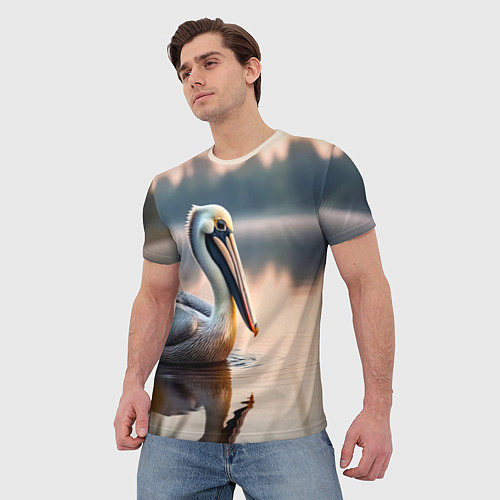 Мужская футболка Пеликан на рассвете / 3D-принт – фото 3