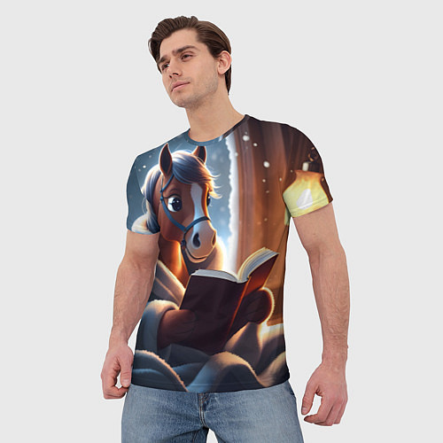 Мужская футболка Лошадка с книгой / 3D-принт – фото 3