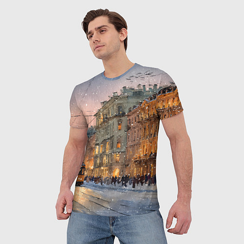 Мужская футболка Зимний Санкт-Петербург / 3D-принт – фото 3