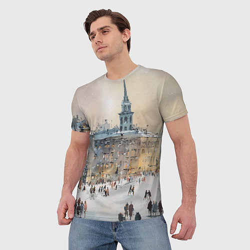 Мужская футболка Снежный зимний Питер / 3D-принт – фото 3