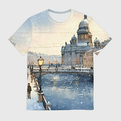 Футболка мужская Санкт-Петербург снежный день, цвет: 3D-принт