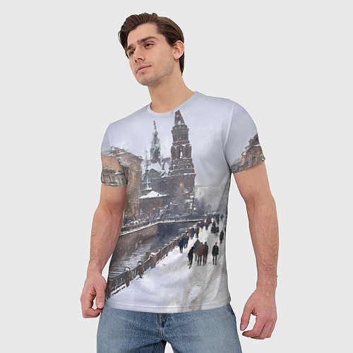 Мужская футболка Санкт-Петербург зима / 3D-принт – фото 3