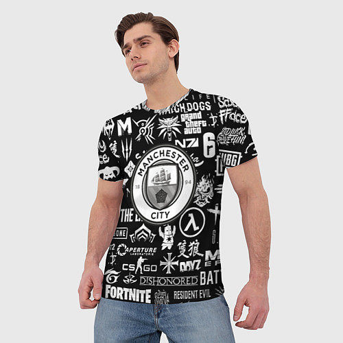 Мужская футболка Манчестер сити логотипы игр / 3D-принт – фото 3