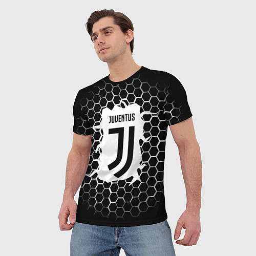 Мужская футболка Juventus соты текстура краски / 3D-принт – фото 3