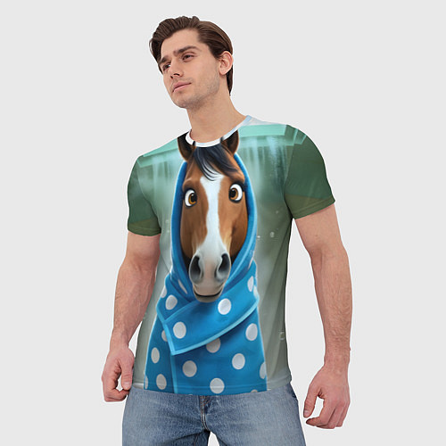Мужская футболка Конь в полотенце / 3D-принт – фото 3