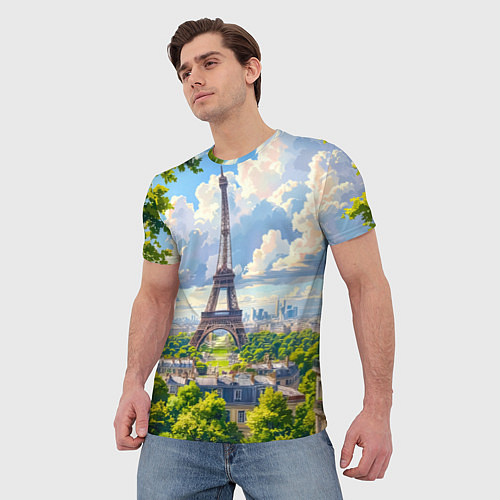 Мужская футболка Эйфелева башня в сердце Парижа / 3D-принт – фото 3