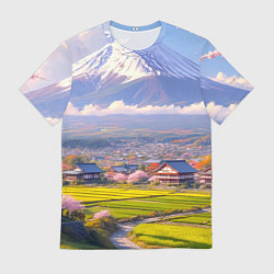 Футболка мужская Сакура у подножия Фудзиямы, цвет: 3D-принт