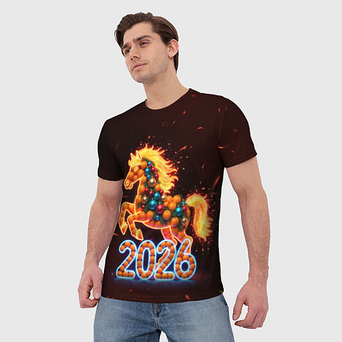 Мужская футболка Праздничная лошадь / 3D-принт – фото 3