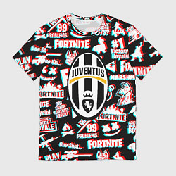 Футболка мужская Ювентус x фортнайт глитч, цвет: 3D-принт